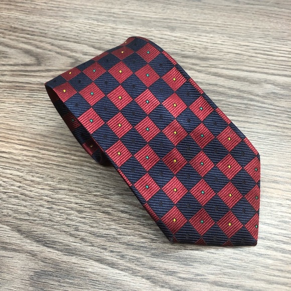 Lands' End Other - Lands’ End Red & Navy Check Silk Tie